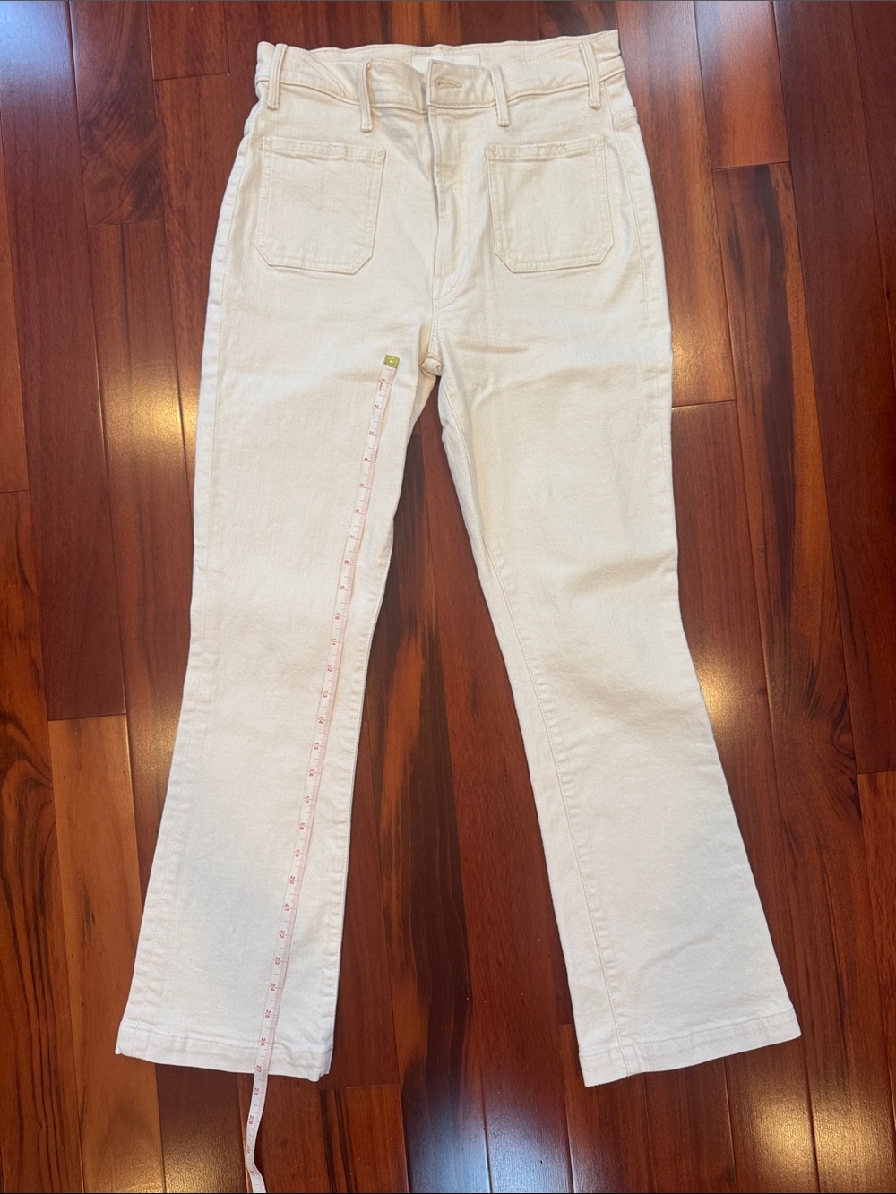 MOTHER Hustler Patch Pocket Cream High-Rise Denim Jeans 27